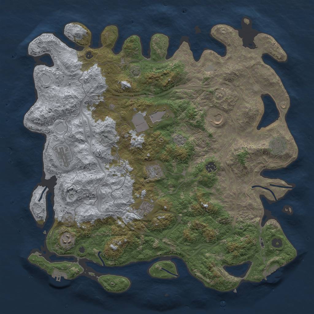 Rust Map: Procedural Map, Size: 4500, Seed: 2011134159, 17 Monuments