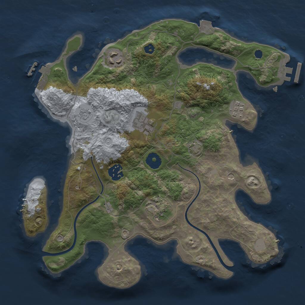 Rust Map: Procedural Map, Size: 3000, Seed: 650466389, 11 Monuments