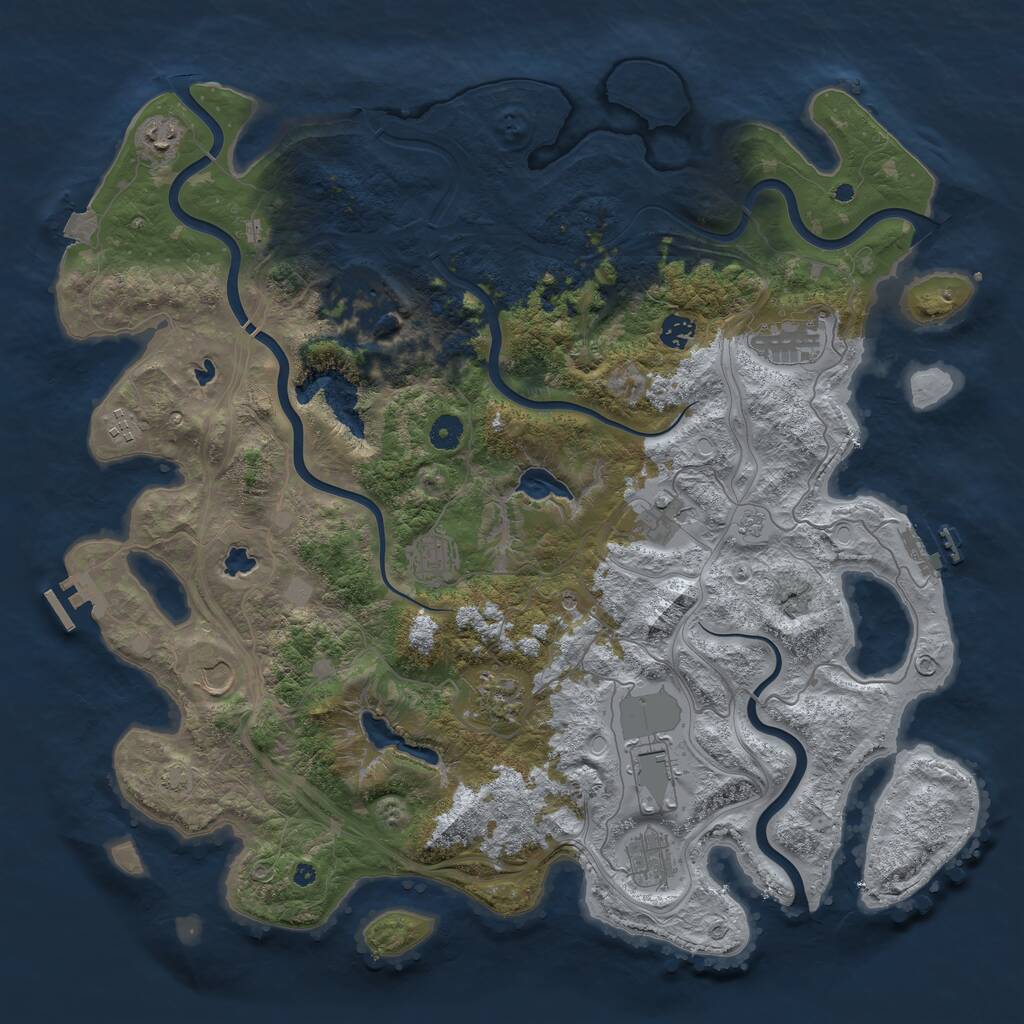 Rust Map: Procedural Map, Size: 4500, Seed: 425697744, 17 Monuments