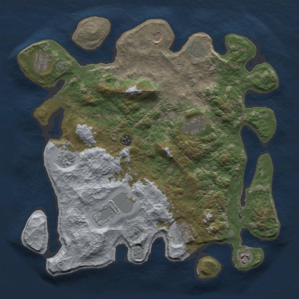Rust Map: Barren, Size: 3900, Seed: 60360380, 14 Monuments