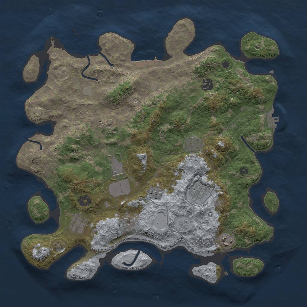 Rust Map: Procedural Map, Size: 3750, Seed: 678905, 16 Monuments