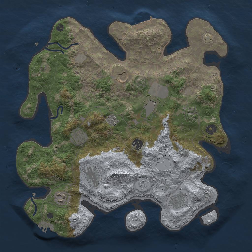 Rust Map: Procedural Map, Size: 3500, Seed: 1290007914, 16 Monuments