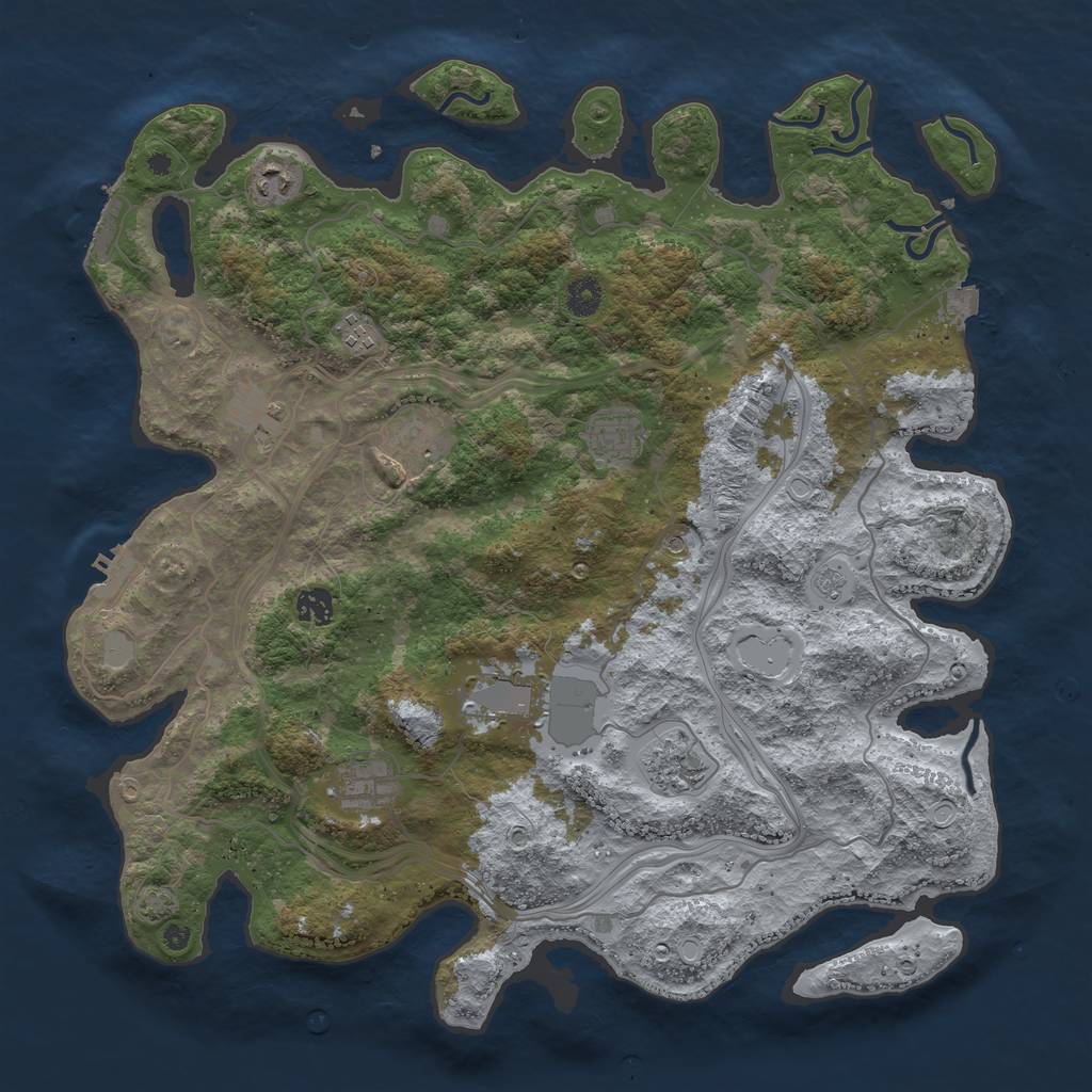 Rust Map: Procedural Map, Size: 4250, Seed: 412075145, 17 Monuments