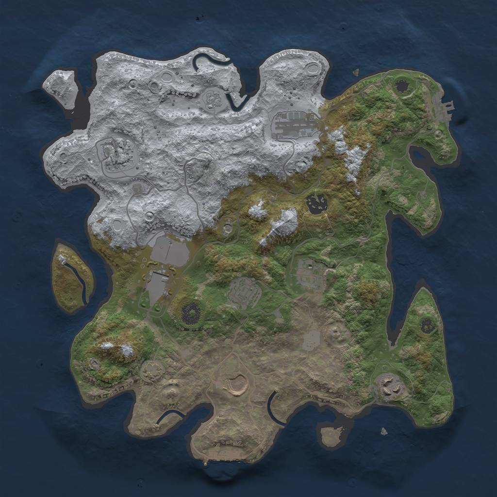Rust Map: Procedural Map, Size: 3500, Seed: 703001420, 16 Monuments