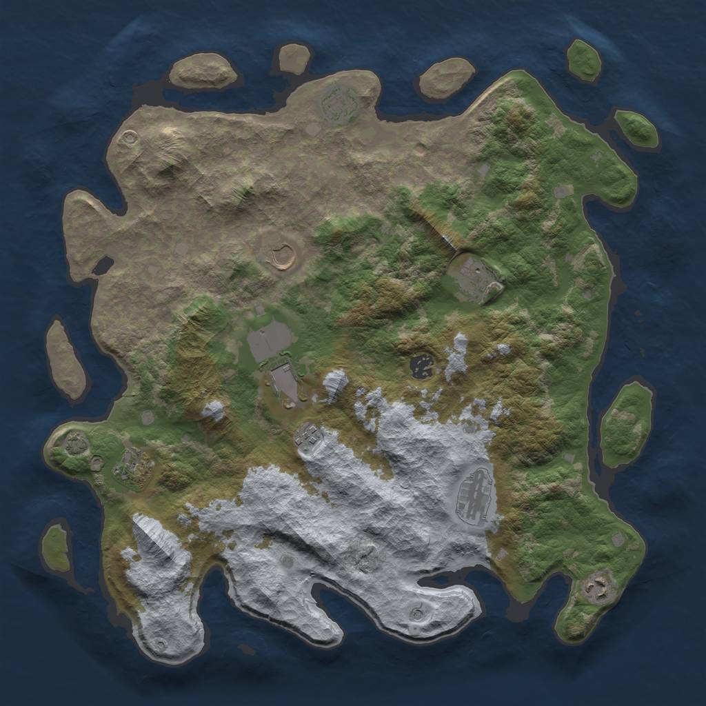 Rust Map: Barren, Size: 4250, Seed: 53617422, 13 Monuments
