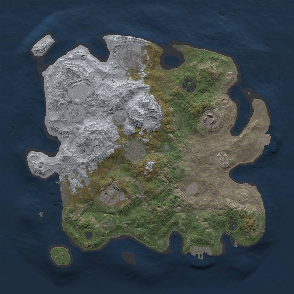 Rust Map: Procedural Map, Size: 3200, Seed: 1688235955, 13 Monuments