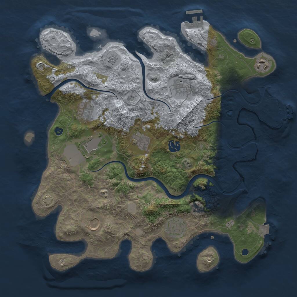 Rust Map: Procedural Map, Size: 3600, Seed: 435145407, 15 Monuments