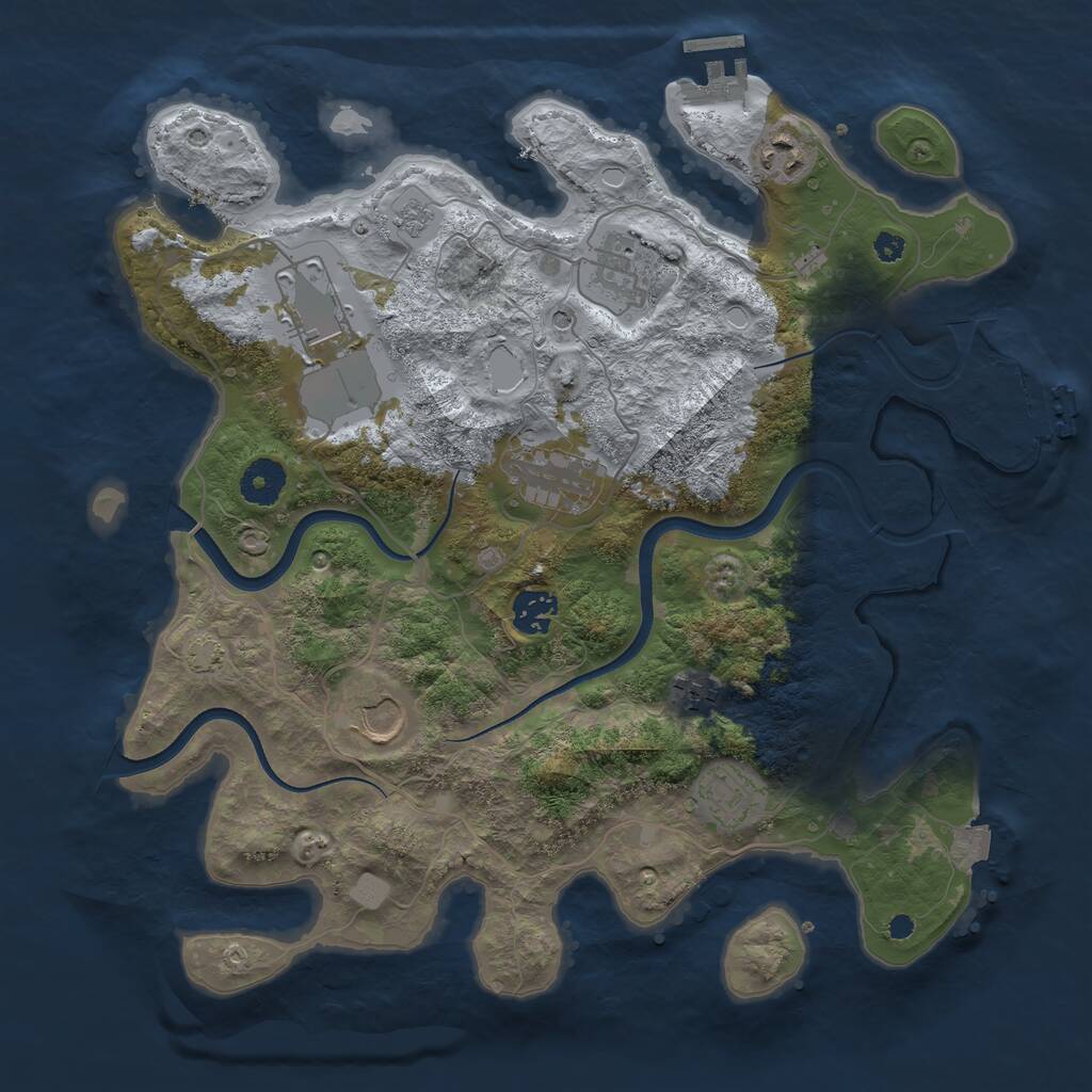 Rust Map: Procedural Map, Size: 3600, Seed: 435145407, 14 Monuments