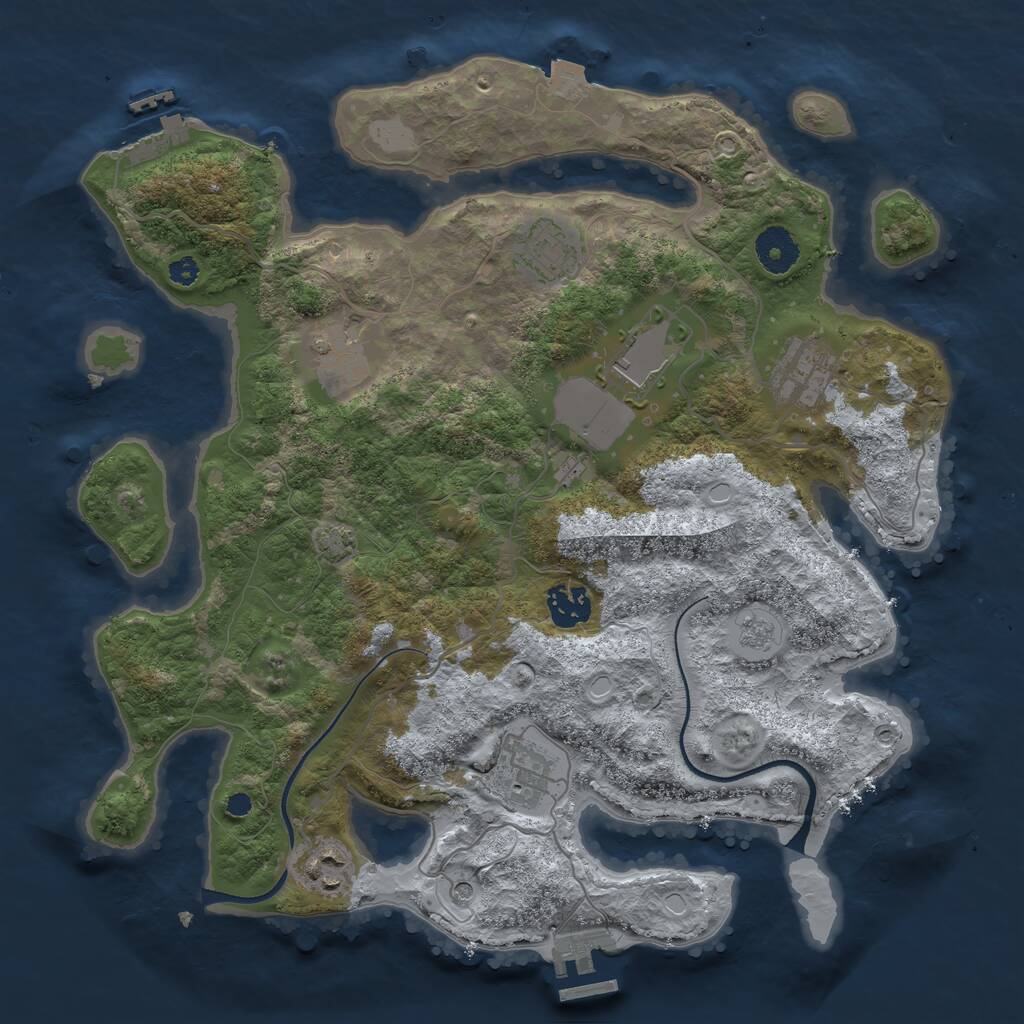 Rust Map: Procedural Map, Size: 3500, Seed: 789433415, 13 Monuments