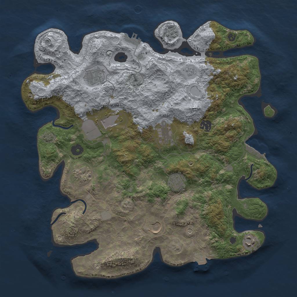 Rust Map: Procedural Map, Size: 3800, Seed: 466754579, 17 Monuments