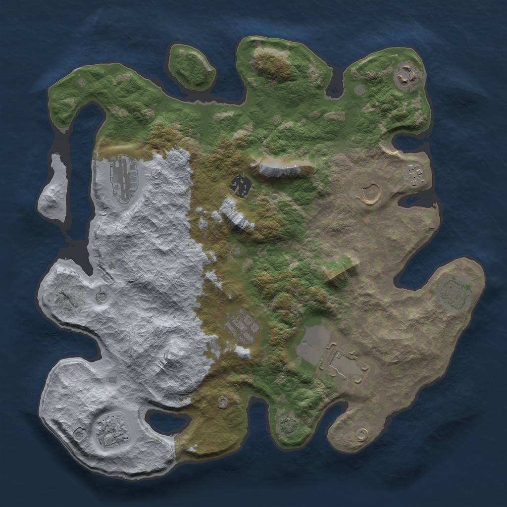 Rust Map: Barren, Size: 3600, Seed: 31125436, 13 Monuments