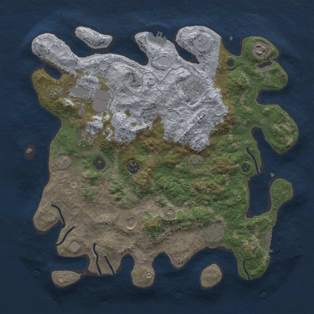 Rust Map: Procedural Map, Size: 3750, Seed: 435145407, 16 Monuments