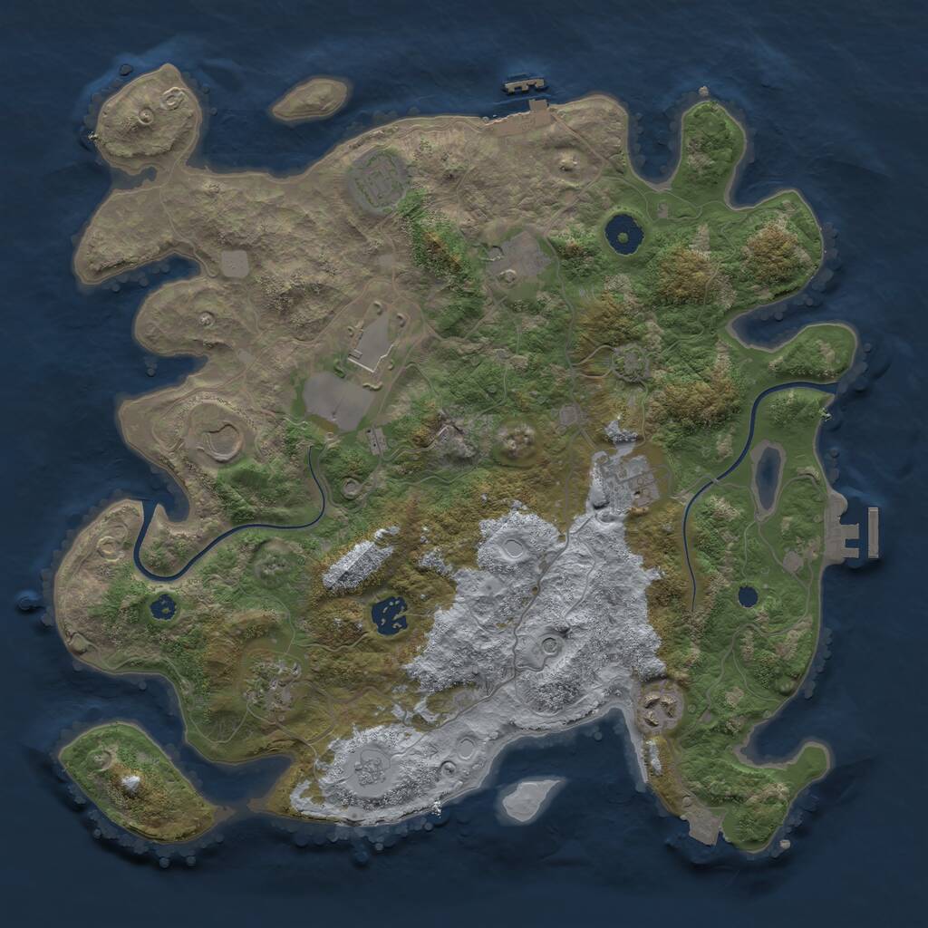 Rust Map: Procedural Map, Size: 3700, Seed: 1122120300, 14 Monuments