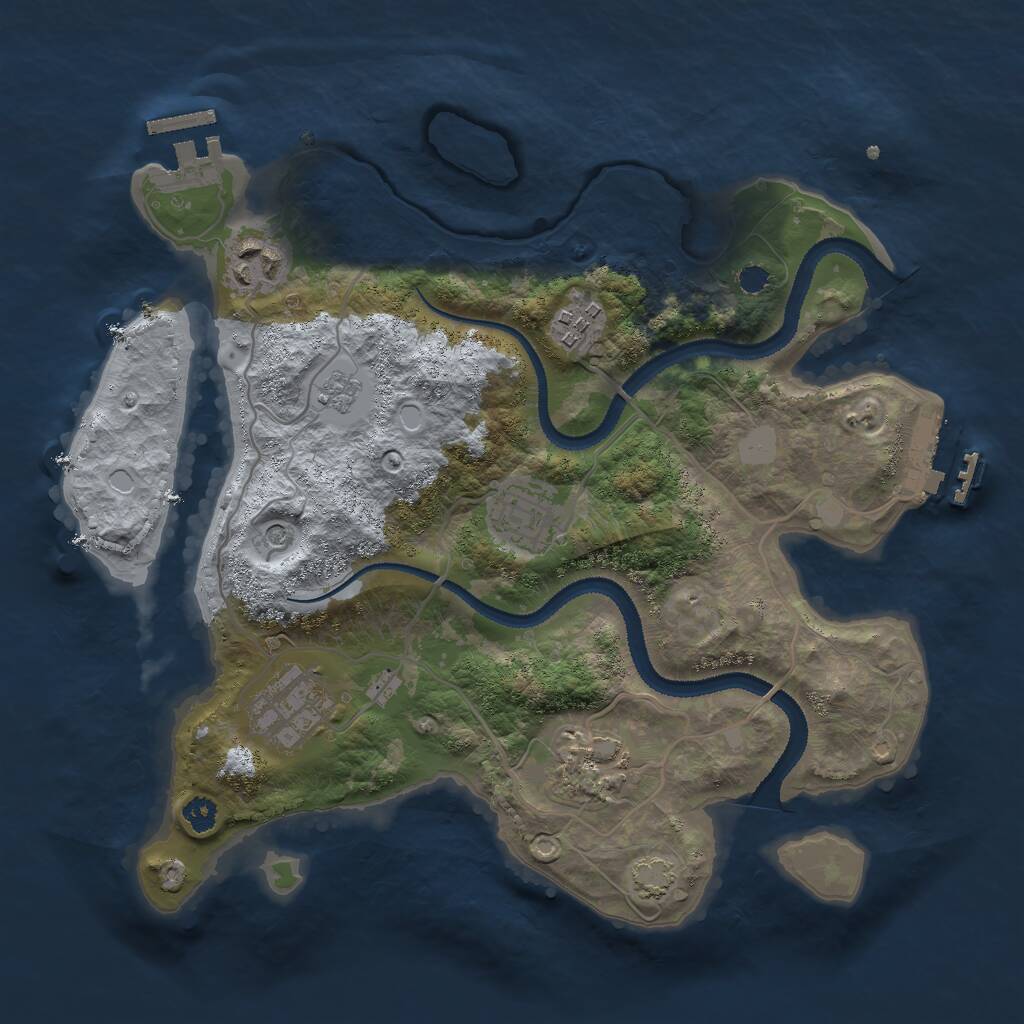 Rust Map: Procedural Map, Size: 3000, Seed: 2457096, 11 Monuments