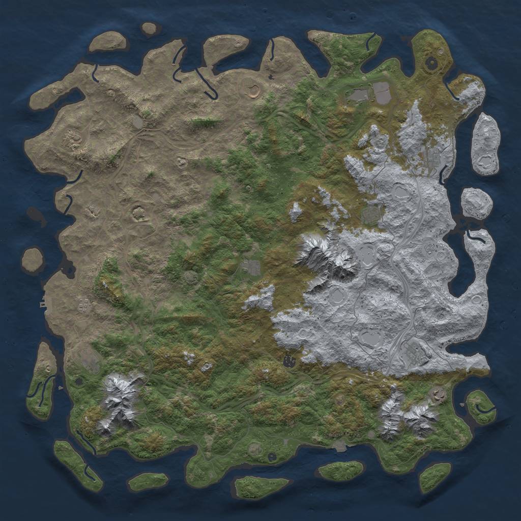 Rust Map: Procedural Map, Size: 6000, Seed: 46363341, 18 Monuments