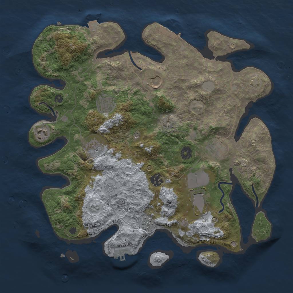 Rust Map: Procedural Map, Size: 3500, Seed: 6584587, 16 Monuments