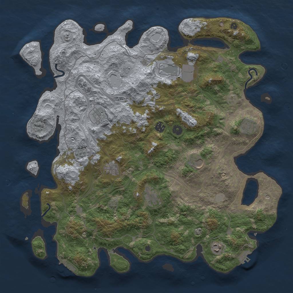 Rust Map: Procedural Map, Size: 4400, Seed: 4400367, 17 Monuments