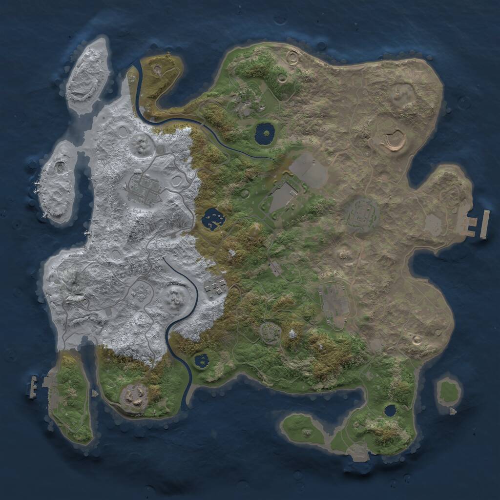 Rust Map: Procedural Map, Size: 3500, Seed: 1975908085, 14 Monuments