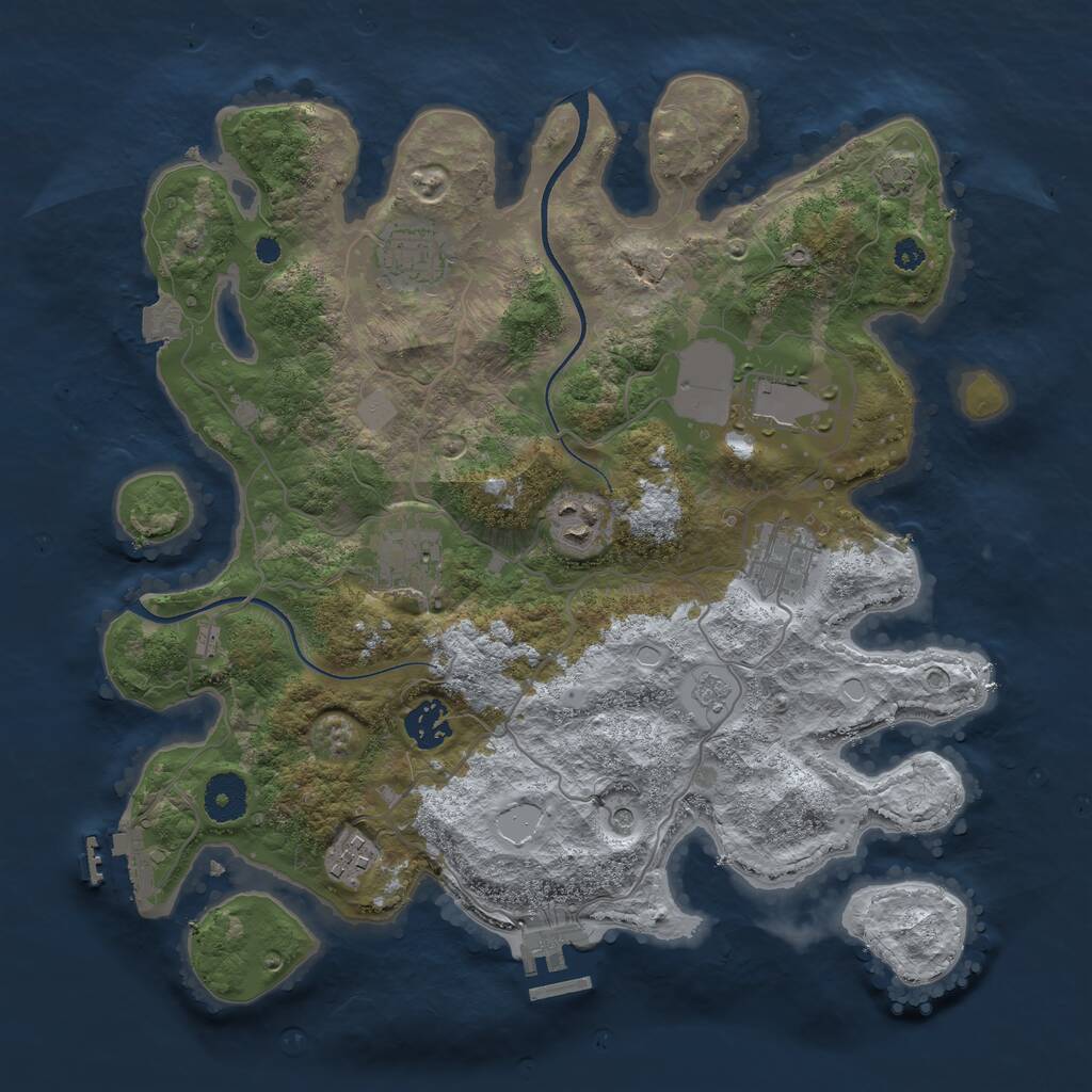 Rust Map: Procedural Map, Size: 3500, Seed: 550531894, 13 Monuments