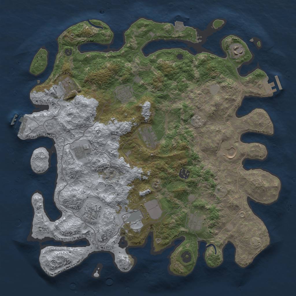 Rust Map: Procedural Map, Size: 4000, Seed: 160260838, 19 Monuments