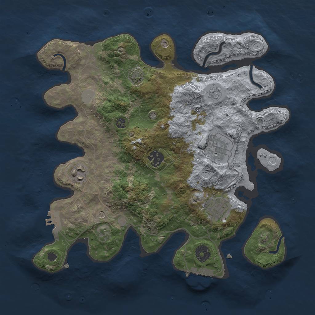 Rust Map: Procedural Map, Size: 3000, Seed: 514297743, 12 Monuments