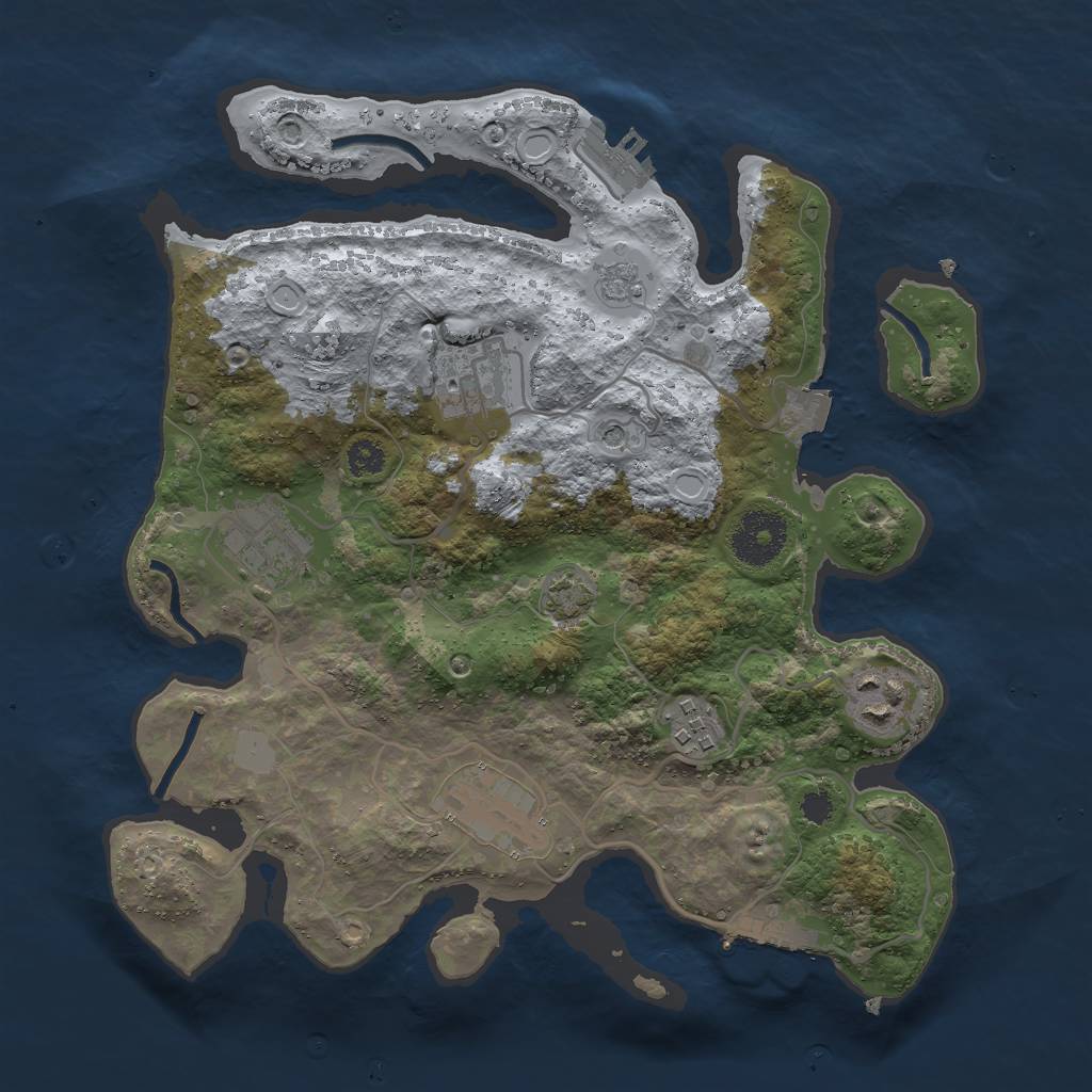 Rust Map: Procedural Map, Size: 3000, Seed: 728798576, 13 Monuments
