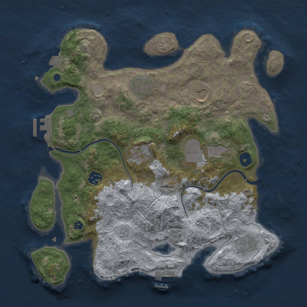 Rust Map: Procedural Map, Size: 3500, Seed: 881587379, 12 Monuments