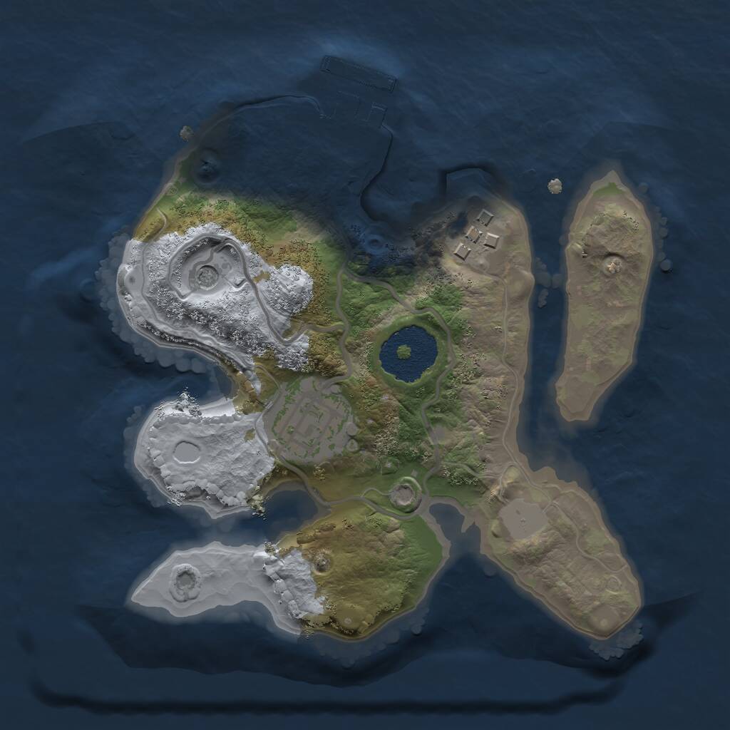 Rust Map: Procedural Map, Size: 2000, Seed: 1501224436, 5 Monuments
