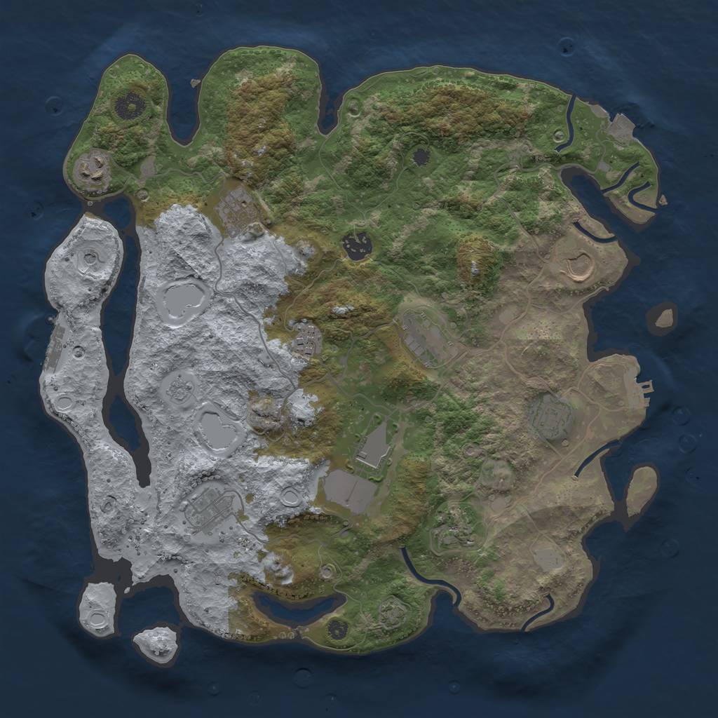 Rust Map: Procedural Map, Size: 3750, Seed: 530393723, 18 Monuments