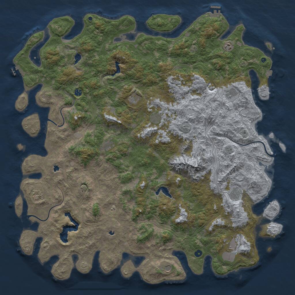 Rust Map: Procedural Map, Size: 6000, Seed: 6000312, 17 Monuments