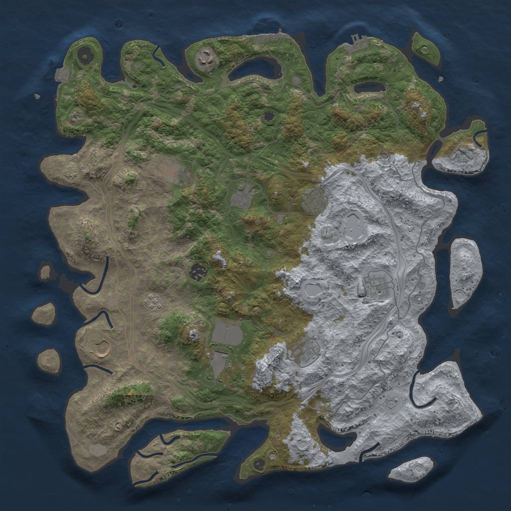 Rust Map: Procedural Map, Size: 4500, Seed: 2043267616, 18 Monuments