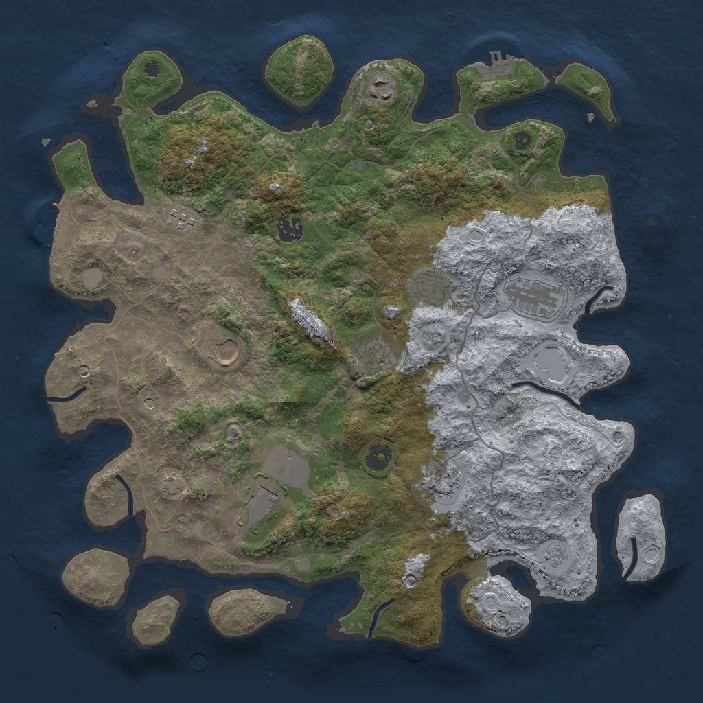 Rust Map: Procedural Map, Size: 4000, Seed: 35445, 17 Monuments