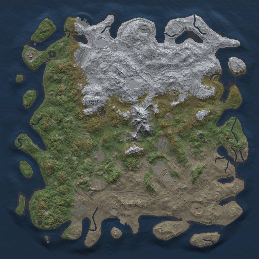 Rust Map: Procedural Map, Size: 5000, Seed: 4666, 18 Monuments