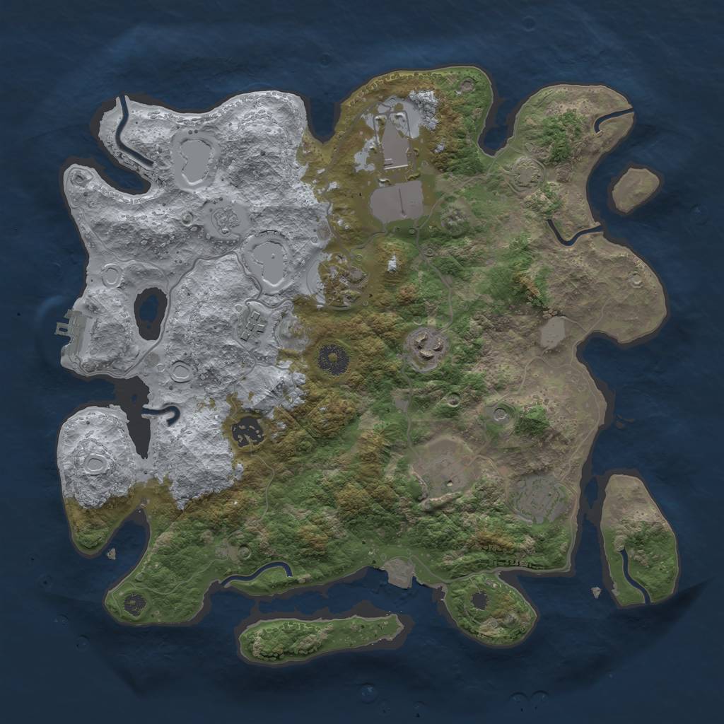 Rust Map: Procedural Map, Size: 3500, Seed: 238057280, 14 Monuments