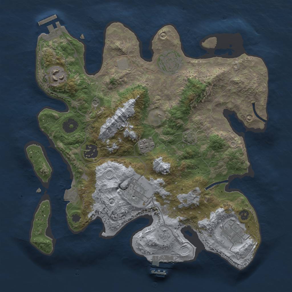 Rust Map: Procedural Map, Size: 3000, Seed: 755579375, 14 Monuments