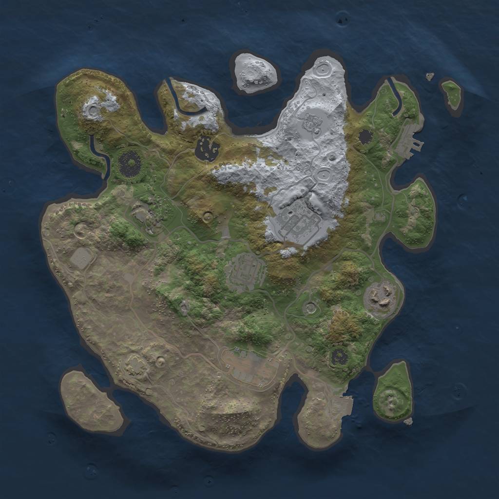 Rust Map: Procedural Map, Size: 3000, Seed: 412039368, 13 Monuments