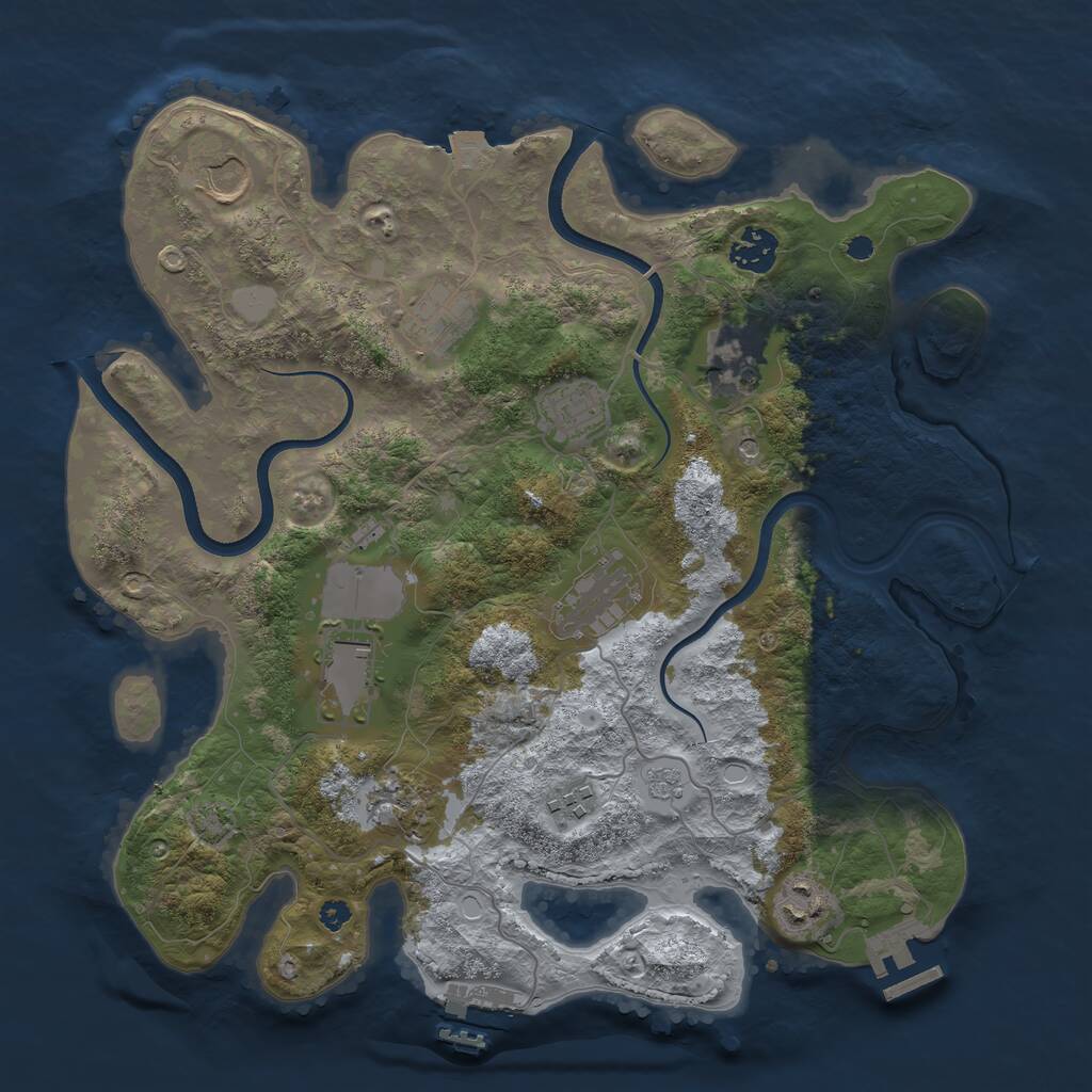 Rust Map: Procedural Map, Size: 3550, Seed: 34672824, 16 Monuments