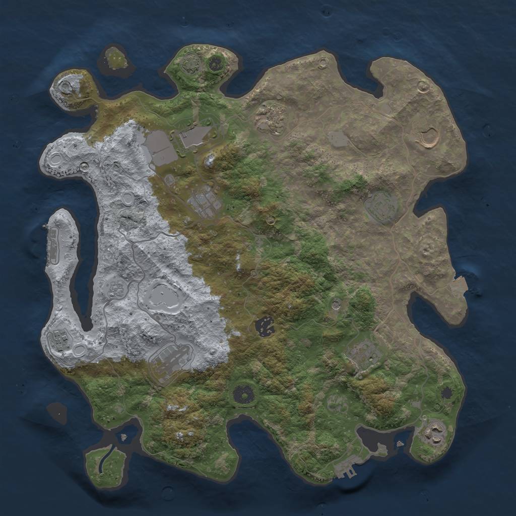 Rust Map: Procedural Map, Size: 3800, Seed: 35059301, 18 Monuments