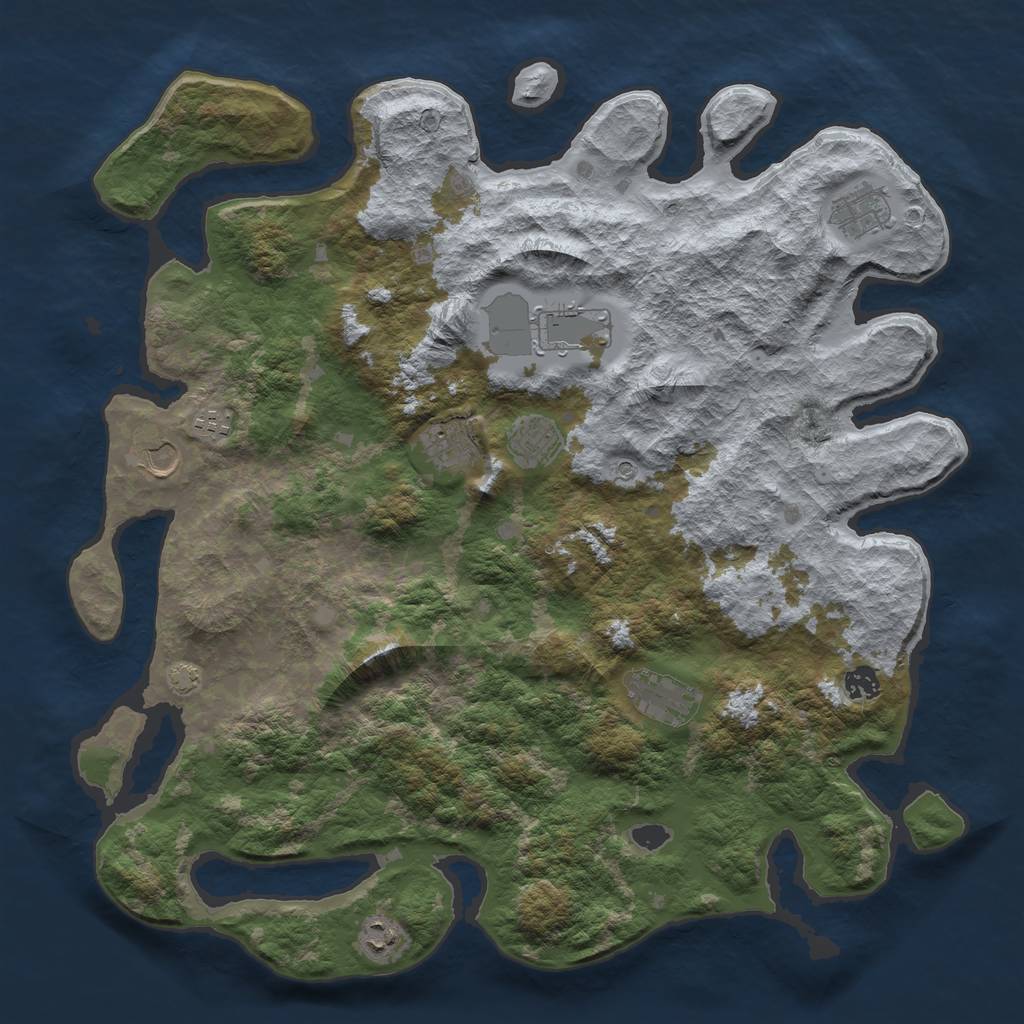 Rust Map: Barren, Size: 4400, Seed: 70548883, 13 Monuments