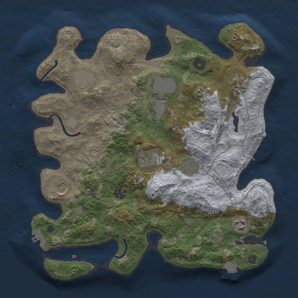 Rust Map: Procedural Map, Size: 3500, Seed: 501221145, 17 Monuments