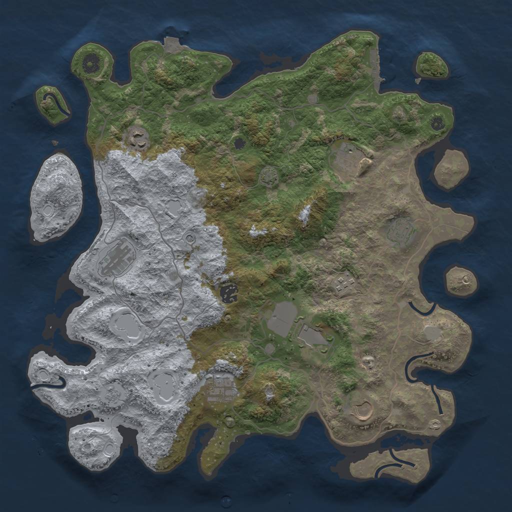 Rust Map: Procedural Map, Size: 4000, Seed: 534510494, 16 Monuments