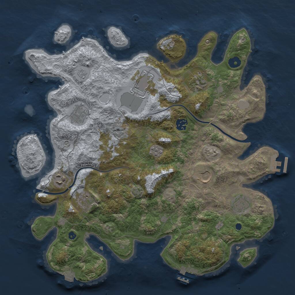 Rust Map: Procedural Map, Size: 3750, Seed: 1883826999, 15 Monuments
