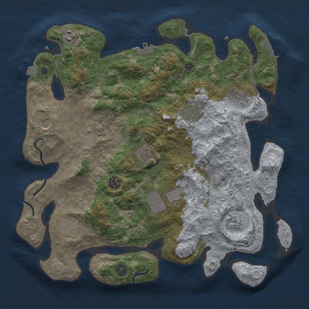 Rust Map: Procedural Map, Size: 3850, Seed: 459395837, 17 Monuments