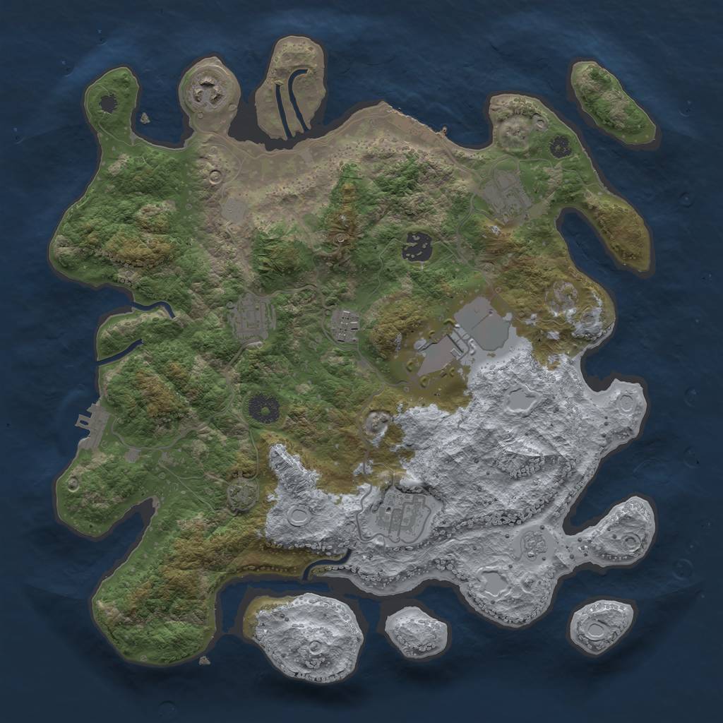 Rust Map: Procedural Map, Size: 3500, Seed: 2124720079, 14 Monuments