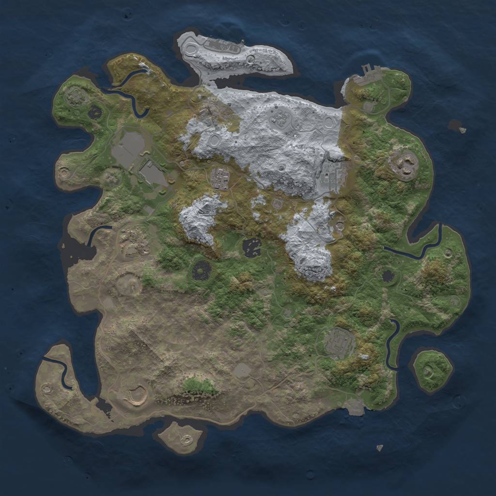 Rust Map: Procedural Map, Size: 3700, Seed: 150623, 16 Monuments