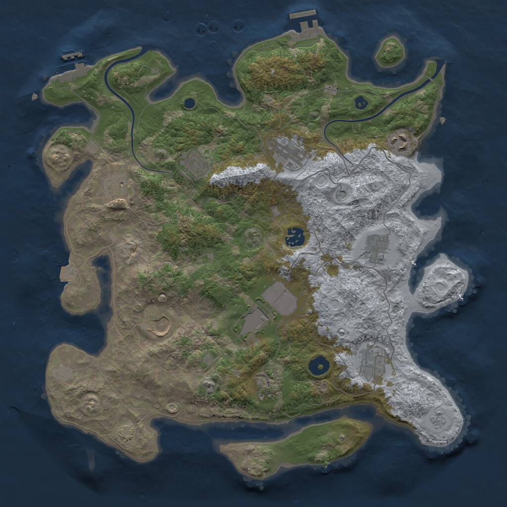 Rust Map: Procedural Map, Size: 3850, Seed: 1389158058, 16 Monuments