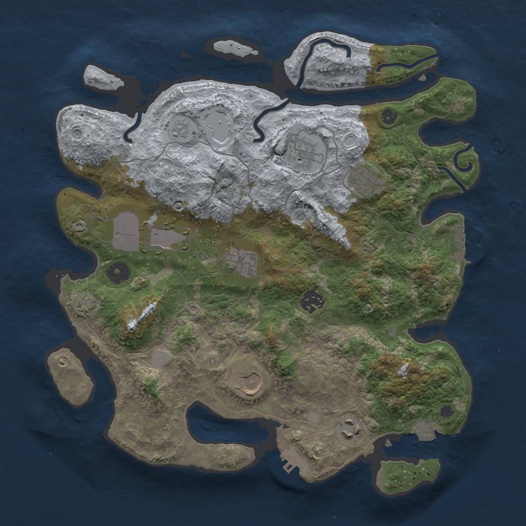 Rust Map: Procedural Map, Size: 3550, Seed: 57715610, 15 Monuments