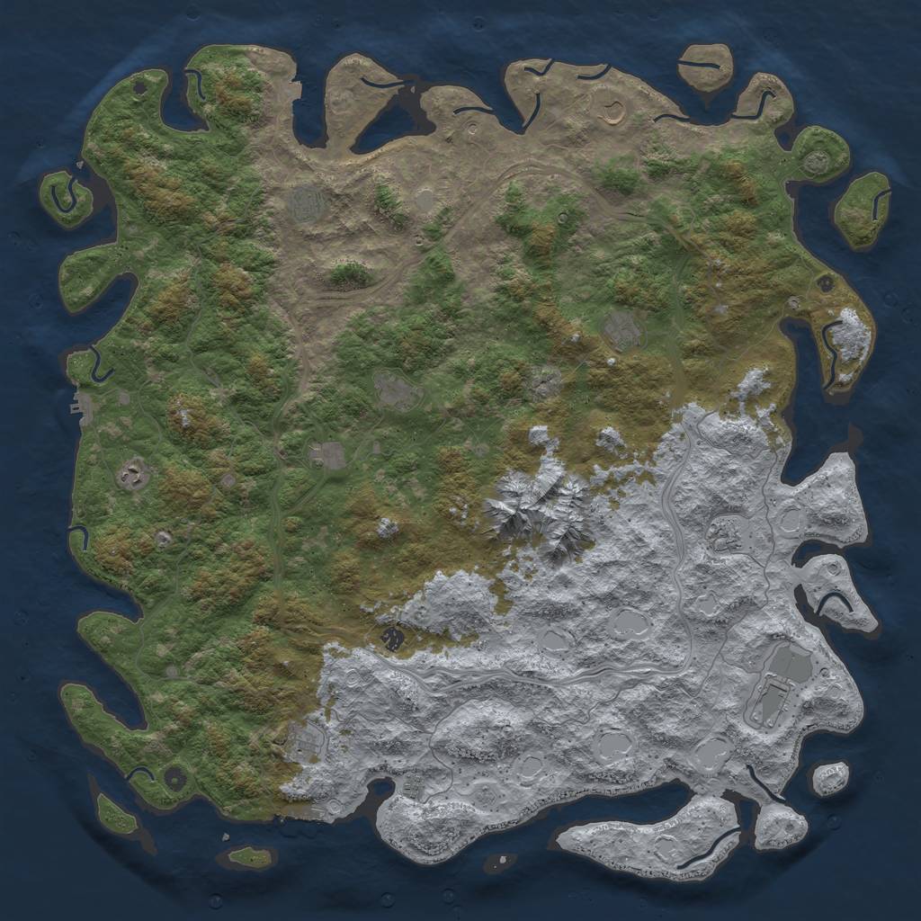 Rust Map: Procedural Map, Size: 6000, Seed: 56525, 19 Monuments