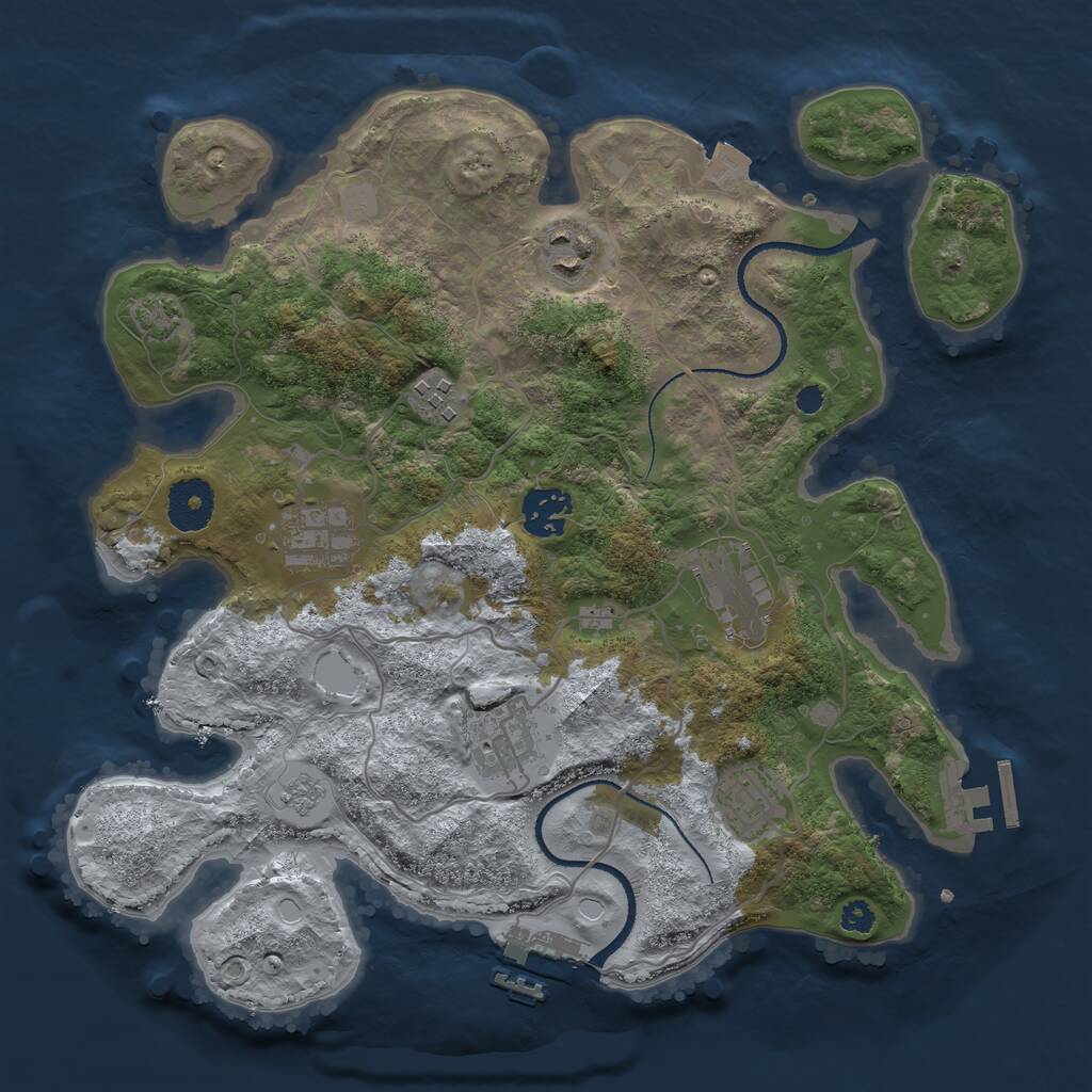 Rust Map: Procedural Map, Size: 3250, Seed: 1147176112, 12 Monuments