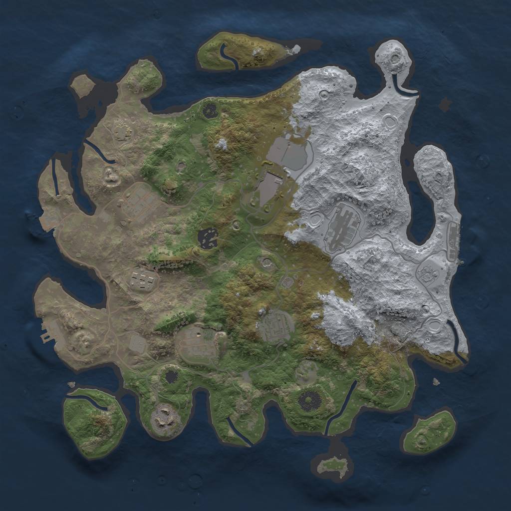 Rust Map: Procedural Map, Size: 3500, Seed: 982370579, 16 Monuments